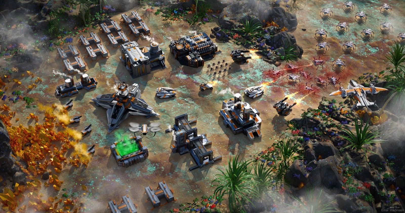 एक फ्री-टू-प्ले क्लासिक रीयल-टाइम रणनीति (आरटीएस) गेम जिसमें खिलाड़ी संसाधन इकट्ठा करते हैं, सेनाओं का नेतृत्व करते हैं, और थालोन की विज्ञान-कल्पना की दुनिया में युद्ध में शामिल होते हैं।